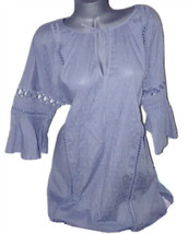 Victorias Secret Œillet Chemise Tunique Haut Ruche Crochet Haut Pâle BLEU S Neuf - £14.78 GBP