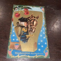 PC2263 -  PATRIOTIC -  WASHINGTON WITH HORSE AND CHERRIES - EMBOSSED - $3.96