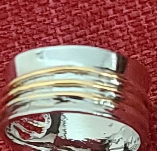 Handcrafted ~ Heart/Love ~ Wide Band Ring ~ Size 8 ~ Silver & Gold in Color Item image 10