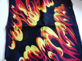 Lot of 12 square Black Flame print pattern Bandanna Scarf party favor crafts - £12.65 GBP