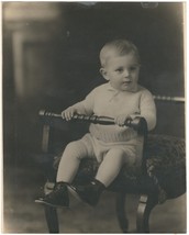 Antique 8x10 Photograph Cute Baby Sitting in Chair 1930s-40s USA - £6.42 GBP