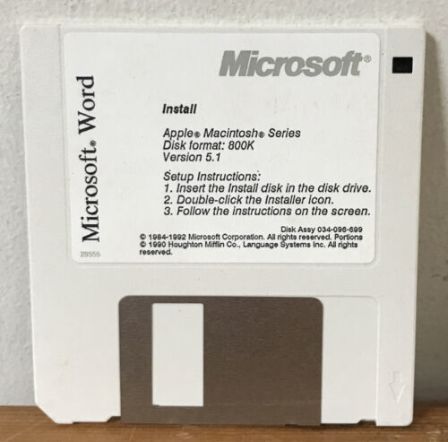 Set Lot 6 1984-1992 Microsoft Word Apple Macintosh Series Install Floppy... - $1,000.00