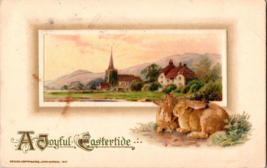Vtg Postcard Winsch A Joyful Eastertide,Easter Greetings 2 Rabbits c1912 - £5.45 GBP