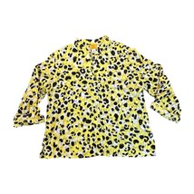 Ruby Rd Blouse Womens 18 Yellow Black White Animal Print Button Down Shirt - $19.99