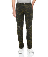 Men&#39;s Skinny Fit Quilted Stretch Fashion Moto Zipper Jeans (Olive Camo, ... - €25,03 EUR