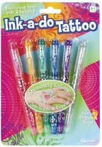 Toysmith Ink-a-Do Tattoo Pens 6 Pens &amp; 3 Stencil Set Hand Tattoos - $8.90