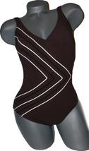 NEW GOTTEX swimsuit 8 black brown tummy control tank maillot One-piece - £34.88 GBP