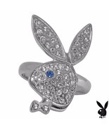 Playboy Ring Bunny Logo Swarovski Crystals Adjustable Size 5.5 - 9 Jewel... - $23.69