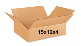 15&quot; x 12&quot; x 4&quot; CARDBOARD BOX - 200 lb - SINGLE BOX - £3.57 GBP