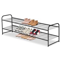 Long 2 Tier Shoe Rack For Closet Metal Wide Stackable Shoe Storage Organizer For - £38.52 GBP