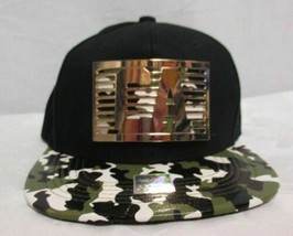 CA Californian Mens Hat Gold Front Camouflage Rim One Size Adjustable Back - £6.49 GBP