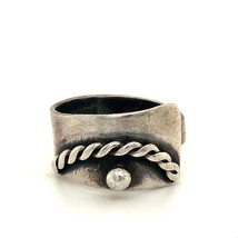 Vtg Sterling Sign Paul Miller C 1950 Mid Century Abstract Adjustable Ring 7 1/2 - £77.85 GBP