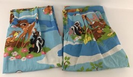 Vintage Disney Curtains Lot 2 Drapes Fabric Panels Bambi Rare 60s 70s Decor #2 - $79.15