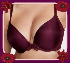 38C Smooth Burgundy KIR Wine LACE Dream Angels Victorias Secret Plunge PU UW Bra - £31.26 GBP