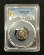 1963 South Africa 5 Cent PCGS PR67 - Rare Historical Certified Artifact - $185.00
