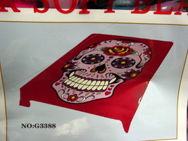 Sugar Skull Day Of The Dead Pink Queen Size Blanket - £49.83 GBP