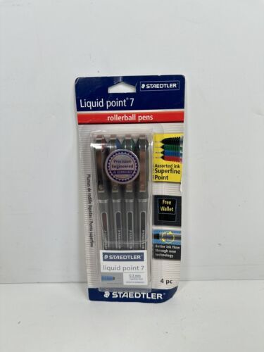 4-Pack Staedtler Liquid Point 7 0.3 mm Black Rollerball Pens Superfine 417 WP4BK - $49.49