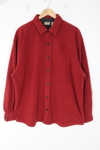 Vtg LL Bean XL Red Fleece Long Sleeve Button-Front Shirt Jacket - $37.99