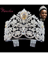 Miss Universe Pageant Tiaras Crowns  Big  teardrop  Crystal Princess que... - £116.83 GBP