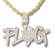 Iced Cz Plug Pendant 14k Gold or Silver Plated 24&quot; Rope Necklace HipHop Jewelry - £4.59 GBP
