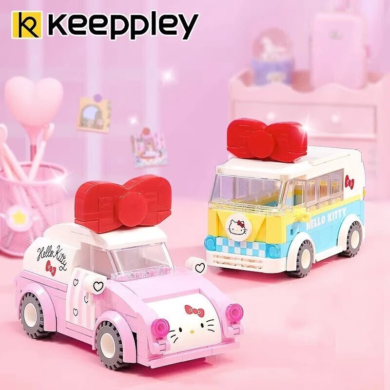keeppley Sanrio building blocks Hello Kitty mini car model Kawaii assembled - £19.19 GBP
