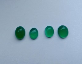 Green Agate Polished Cabochon 4 Stones In This Lot,  Deep Green Agate Round Oval - £8.93 GBP