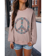 Goat Floral Peace Symbol Drop Shoulder Sweatshirt  - $39.99