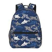 shark school backpack back pack  bookbags shark mouth schoolbag for boys kids  - £21.62 GBP