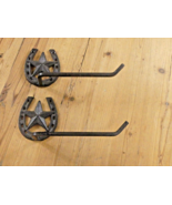 2 Cast Iron Toilet Paper Holders Wall Mounted Horseshoe &amp; Star Farmhouse... - $31.47 CAD