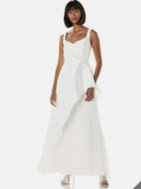 $249 Adrianna Papell Womens Mikado Long Dress Cascade skirt Tulle Sz 8 IVORY NWT - £63.94 GBP