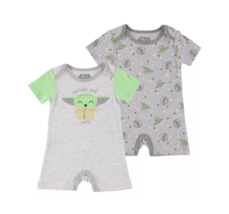 NEW Star Wars Baby Yoda Graphic Rompers Set of 2 Bodysuits gray sz 6-24 ... - $12.50