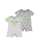 NEW Star Wars Baby Yoda Graphic Rompers Set of 2 Bodysuits gray sz 6-24 ... - $12.50