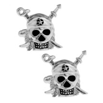 Pirate Skull Cufflinks Pirates Of The Caribbean Crossbones Wedding W Gift Bag - £9.61 GBP