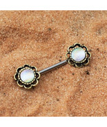 Antique Gold Plated Seashell Flower Nipple Bars - $26.95