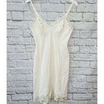 Vintage Nylon Floral Lace Slip Dress Size S White Blue Bridal Scalloped hem - $29.65