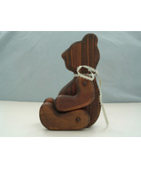 Vintage country folk primitive decor brown wood jointed sitting shelf bear - $366.59 MXN