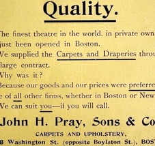 John Pray Carpets Upholstery 1894 Advertisement Victorian Boston Quality... - £11.78 GBP
