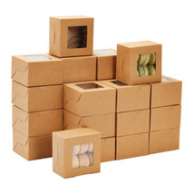 50 Pack 4X4X2 Dessert Boxes With Window Bulk Bakery Containers For Cookies - £26.90 GBP