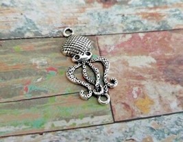 Octopus Pendant Connector Antiqued Silver Steampunk Kraken Charm Link 2 Holes - £3.09 GBP