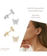 Moissanite Butterfly Stud Earrings Delicate Butterfly Earrings Everyday ... - £43.93 GBP