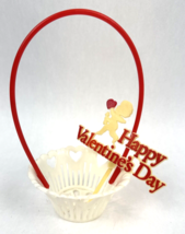 Vintage Valentine&#39;s Day Candy Basket Container Favor Nut Cake Cupcake Pi... - $35.00