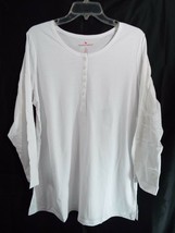 Women&#39;s Plus Size Henley Long Sleeve Shirt in White 14/16 - 5X - £14.98 GBP
