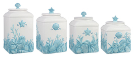 4 Piece ceramic beach theme canister set - $129.88