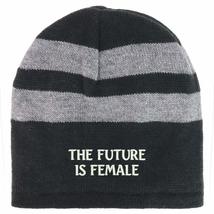 Trendy Apparel Shop The Future is Female Fleece Lined Striped Short Beanie - Bla - £15.14 GBP