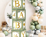 Sage Green Baby Boxes with Letters for Baby Shower, 4Pcs Safari Baby Sho... - $26.05