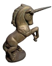 Vintage Unicorn Figurine Statue Distressed Curio Cabinet Decor Tarnished Brass - £6.86 GBP