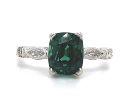 Platinum 3.24ct Green Genuine Natural Tourmaline Ring Jewelry (#J5715) - $2,107.71
