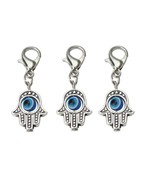 SET OF 3 TINY HAMSA HAND CHARMS Evil Eye Zipper Pull Clip On Lobster Cla... - €6,00 EUR