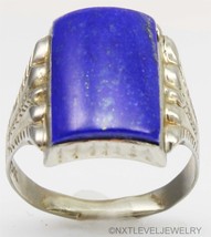 Antique 1920&#39;s Art Deco Natural Lapis 10k Solid White Gold Men&#39;s Ring - £617.12 GBP