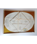 Vintage Pure Linen Embroidered Placemats and Napkins NOS 8 Piece by Victory - £14.48 GBP